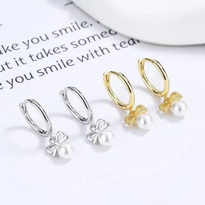 Bông Tai Bạc Nữ đính Ngọc Trai Hình Chiếc Nơ Savannah LILI 101919 1