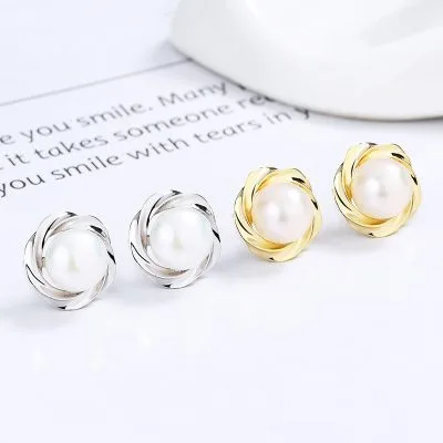 Bông Tai Bạc Nữ đính Ngọc Trai Tròn Gabriella LILI 101995 1