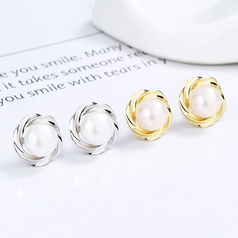 Bông Tai Bạc Nữ đính Ngọc Trai Tròn Gabriella LILI 101995 1