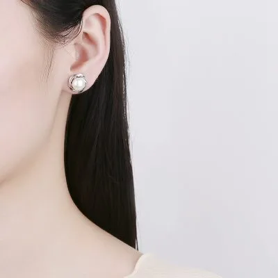 Bông Tai Bạc Nữ đính Ngọc Trai Tròn Gabriella LILI 101995 2