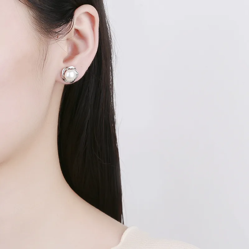 Bông Tai Bạc Nữ đính Ngọc Trai Tròn Gabriella LILI 101995 2