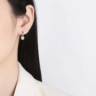 Bông Tai Bạc Nữ đính Ngọc Trai Tròn Josephine LILI 102022 2