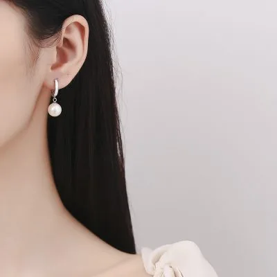 Bông Tai Bạc Nữ đính Ngọc Trai Tròn Natalia LILI 102013 2