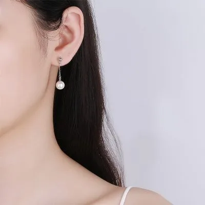 Bông Tai Bạc Nữ đính Ngọc Trai Tròn Valentina LILI 101981 2