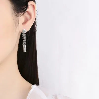 Bông Tai Bạc Nữ Hình Bông Hoa Chuỗi Dây Dài Avayah LILI 102400 3