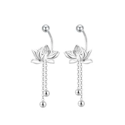 Bông Tai Bạc Nữ Hình Bông Hoa Sen Zhuri LILI 102605 4