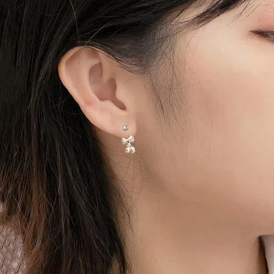 Bông Tai Bạc Nữ Hình Chiếc Nơ Hoa Huệ Adalee LILI 102597 4