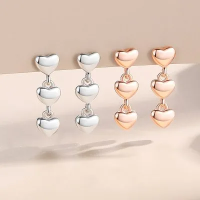 Bông Tai Bạc Nữ Hình Chuỗi Trái Tim Nathalia LILI 102476 1