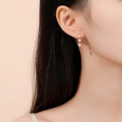 Bông Tai Bạc Nữ Hình Chuỗi Trái Tim Nathalia LILI 102476 4