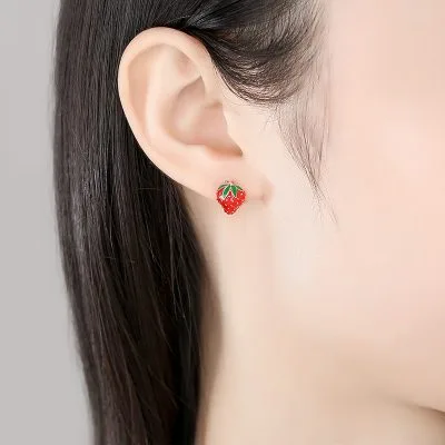 Bông Tai Bạc Nữ Hình Quả Dâu Tây Mazikeen LILI 102444 4