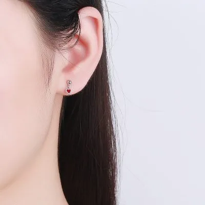 Bông Tai Bạc Nữ Hình Trái Tim Samantha LILI 102374 2