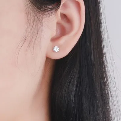 Bông Tai Bạc Nữ Nam đính đá CZ 1 Hột Nelson LILI 099593 5
