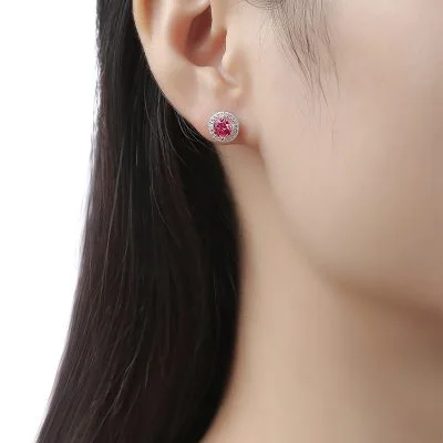 Bông Tai Bạc Nữ Nam đính Kim Cương Moissanite Tròn Mabel LILI 662559 21