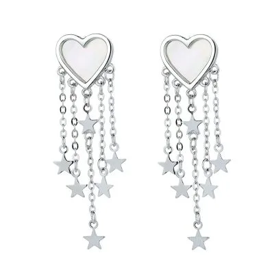 Bông Tai Bạc Nữ Trái Tim Ngôi Sao 5 Cánh Aubrielle LILI 102493 5
