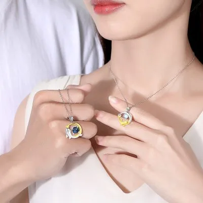 Dây Chuyền Bạc đôi đính đá CZ Cá Voi Và Mặt Trăng Kamilah LILI 099531 3