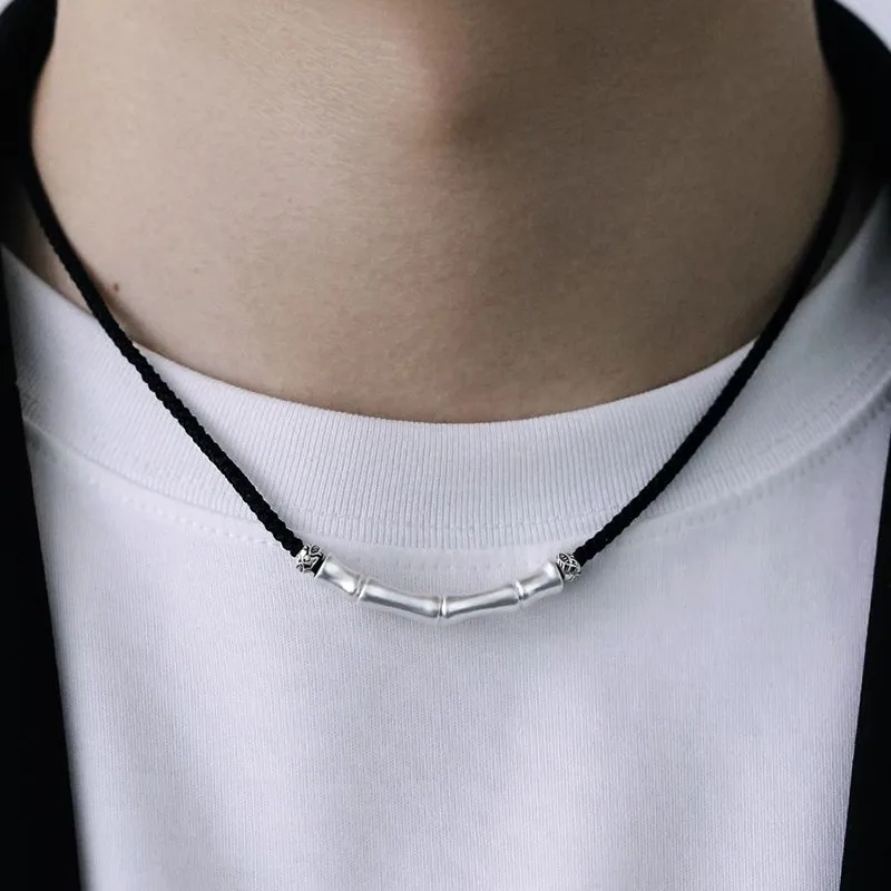Dây Chuyền Bạc Nam Dây Bện Hình đốt Tre Spencer LILI 095065 7