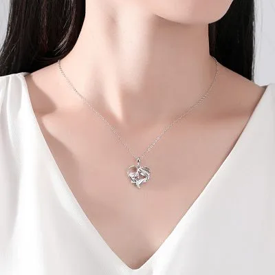 Dây Chuyền Bạc Nữ đính đá CZ Love Mom LILI 098584 2