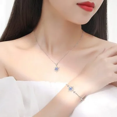Dây Chuyền Bạc Nữ đính đá CZ Bông Tuyết Ngôi Sao Isabel LILI 092878 2