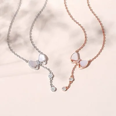 Dây Chuyền Bạc Nữ đính đá CZ Chiếc Nơ Rua Rua Raelyn LILI 093666 1