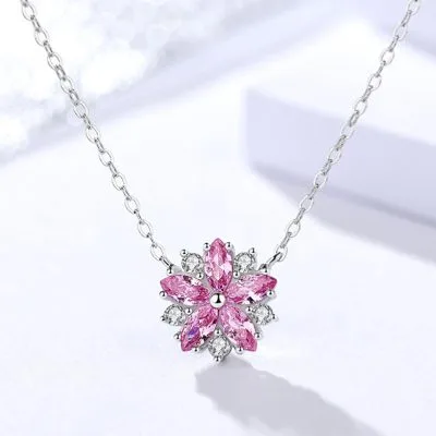 Dây Chuyền Bạc Nữ đính đá CZ Hình Bông Hoa đào Milana LILI 097825 1
