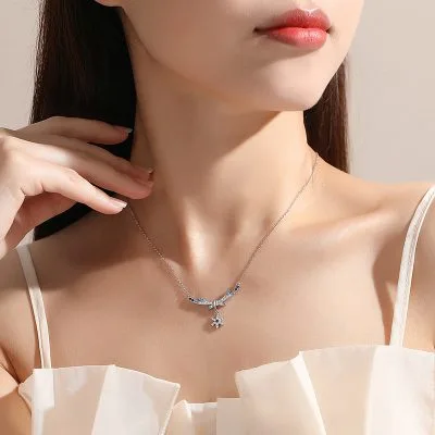 Dây Chuyền Bạc Nữ đính đá CZ Hình Bông Tuyết Lillie LILI 097800 2