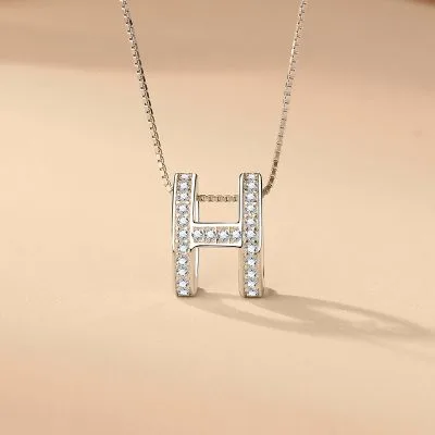 Dây Chuyền Bạc Nữ đính đá CZ Hình Chữ H LILI 097949 5