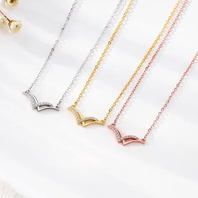 Dây Chuyền Bạc Nữ đính đá CZ Hình Chữ V Ghép đôi Erin LILI 097425 3