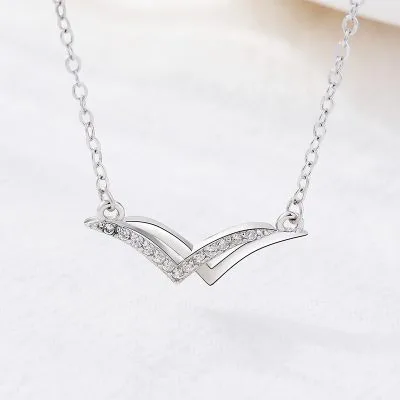 Dây Chuyền Bạc Nữ đính đá CZ Hình Chữ V Ghép đôi Erin LILI 097425 5