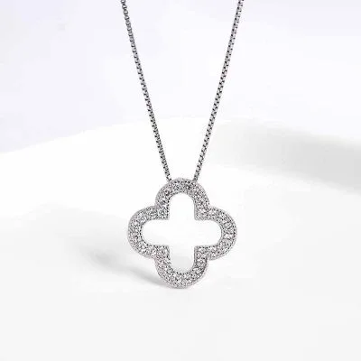 Dây Chuyền Bạc Nữ đính đá CZ Hình Cỏ 4 Lá Aila LILI 097958 1