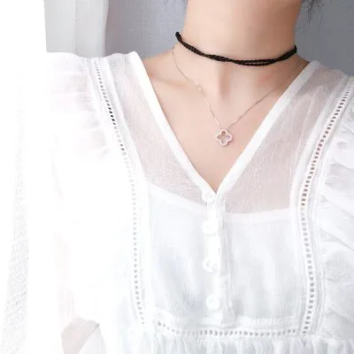 Dây Chuyền Bạc Nữ đính đá CZ Hình Cỏ 4 Lá Aila LILI 097958 2