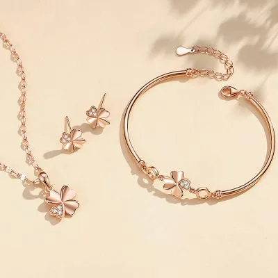 Dây Chuyền Bạc Nữ đính đá CZ Hình Cỏ 4 Lá Elyse LILI 098394 2
