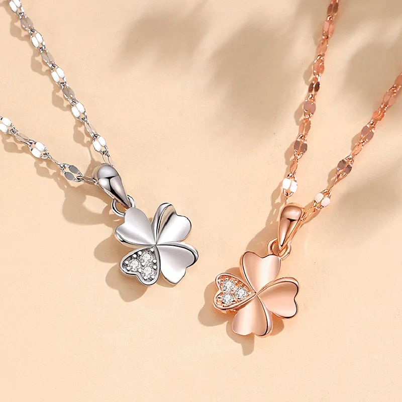 Dây Chuyền Bạc Nữ đính đá CZ Hình Cỏ 4 Lá Elyse LILI 098394 7