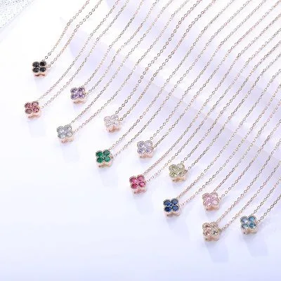 Dây Chuyền Bạc Nữ đính đá CZ Hình Cỏ 4 Lá đa Sắc Lea LILI 097910 1