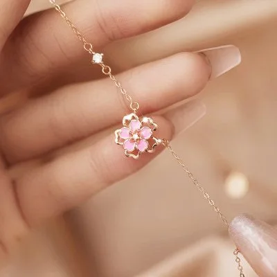 Dây Chuyền Bạc Nữ đính đá CZ Hình Hoa Anh đào Jessie LILI 098257 2