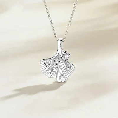 Dây Chuyền Bạc Nữ đính đá CZ Hình Lá Bạch Quả Jazmine LILI 098807 1