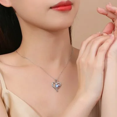 Dây Chuyền Bạc Nữ đính đá CZ Hình Trái Tim Aliya LILI 098566 5
