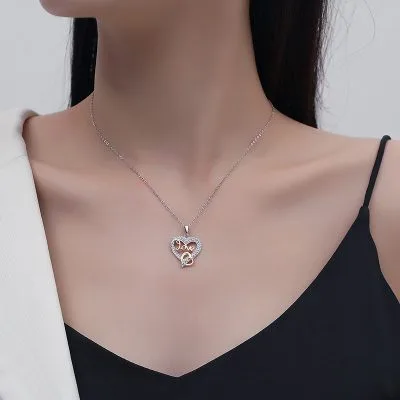 Dây Chuyền Bạc Nữ đính đá CZ Hình Trái Tim Love LILI 098576 2