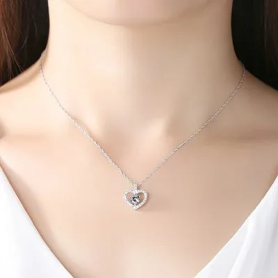 Dây Chuyền Bạc Nữ đính đá CZ Hình Trái Tim Noor LILI 098180 2