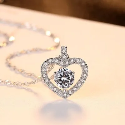Dây Chuyền Bạc Nữ đính đá CZ Hình Trái Tim Noor LILI 098180 3