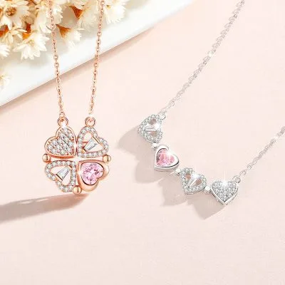 Dây Chuyền Bạc Nữ đính đá CZ Hình Trái Tim Cỏ 4 Lá Elliot LILI 098212 1
