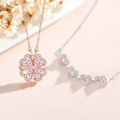 Dây Chuyền Bạc Nữ đính đá CZ Hình Trái Tim Cỏ 4 Lá Zoya LILI 098202 1