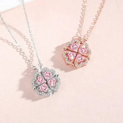 Dây Chuyền Bạc Nữ đính đá CZ Hình Trái Tim Cỏ 4 Lá Zoya LILI 098202 4