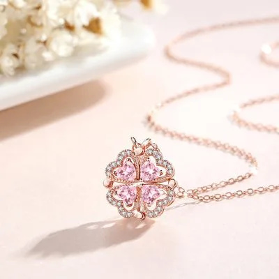 Dây Chuyền Bạc Nữ đính đá CZ Hình Trái Tim Cỏ 4 Lá Zoya LILI 098202 8