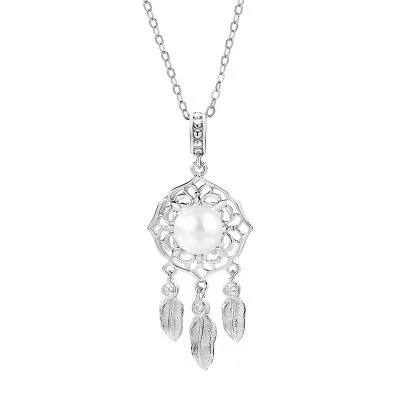 Dây Chuyền Bạc Nữ đính đá CZ, Ngọc Trai Dream Catcher LILI 098866 5