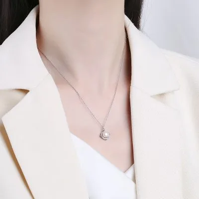 Dây Chuyền Bạc Nữ đính đá CZ, Ngọc Trai Livia LILI 098941 3