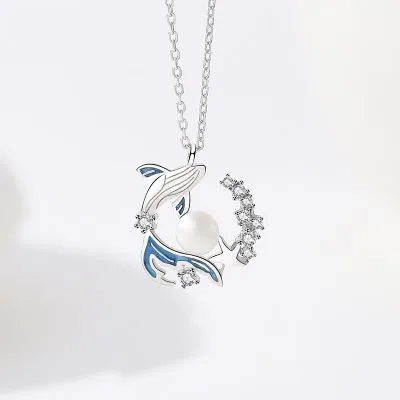 Dây Chuyền Bạc Nữ đính đá CZ, Ngọc Trai Cá Voi Và Biển Anais LILI 098548 1