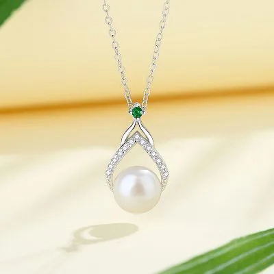 Dây Chuyền Bạc Nữ đính đá CZ, Ngọc Trai Hình Giọt Nước Bria LILI 097809 4