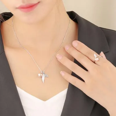 Dây Chuyền Bạc Nữ đính đá CZ, Ngọc Trai Nàng Tiên Cá Bailee LILI 098909 2