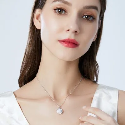 Dây Chuyền Bạc Nữ đính đá CZ, Ngọc Trai Tròn Cheyenne LILI 097998 2