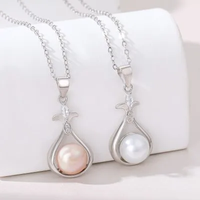 Dây Chuyền Bạc Nữ đính đá CZ, Ngọc Trai Túi May Mắn Cynthia LILI 098917 2